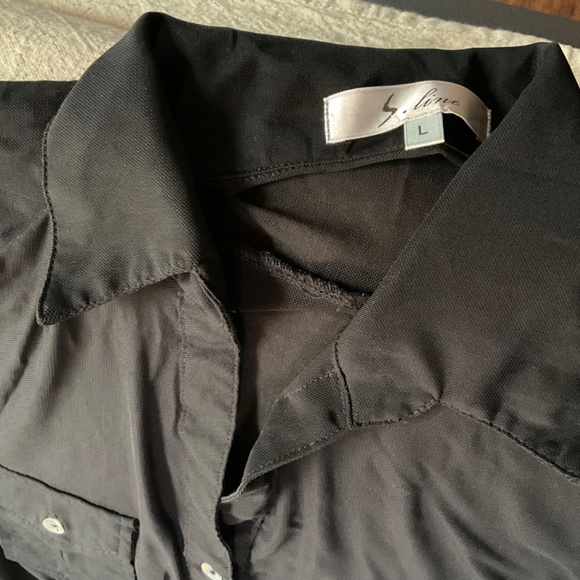 Black see thru blouse. Button up. Size large. - Picture 9 of 10